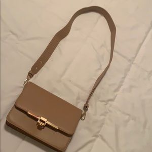 Nude satchel purse with thick straps